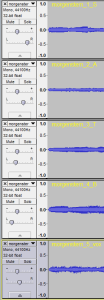 Audacity showing panned tracks
